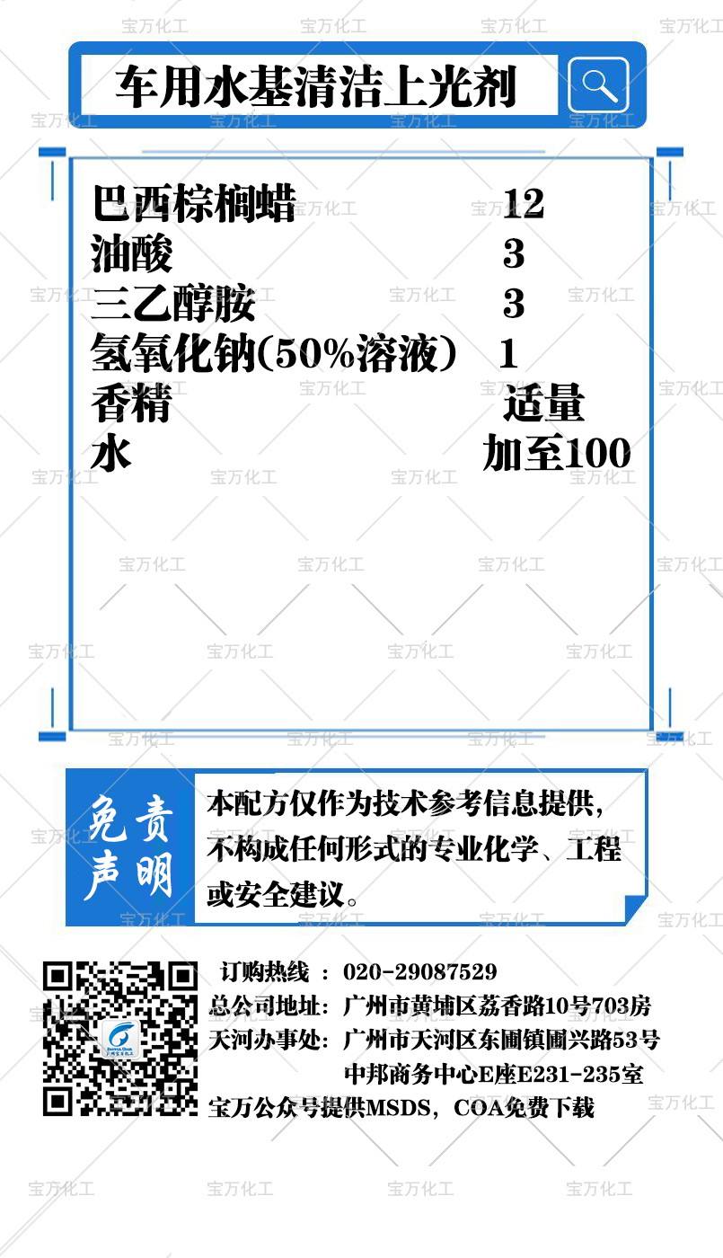 车用水基清洁上光剂