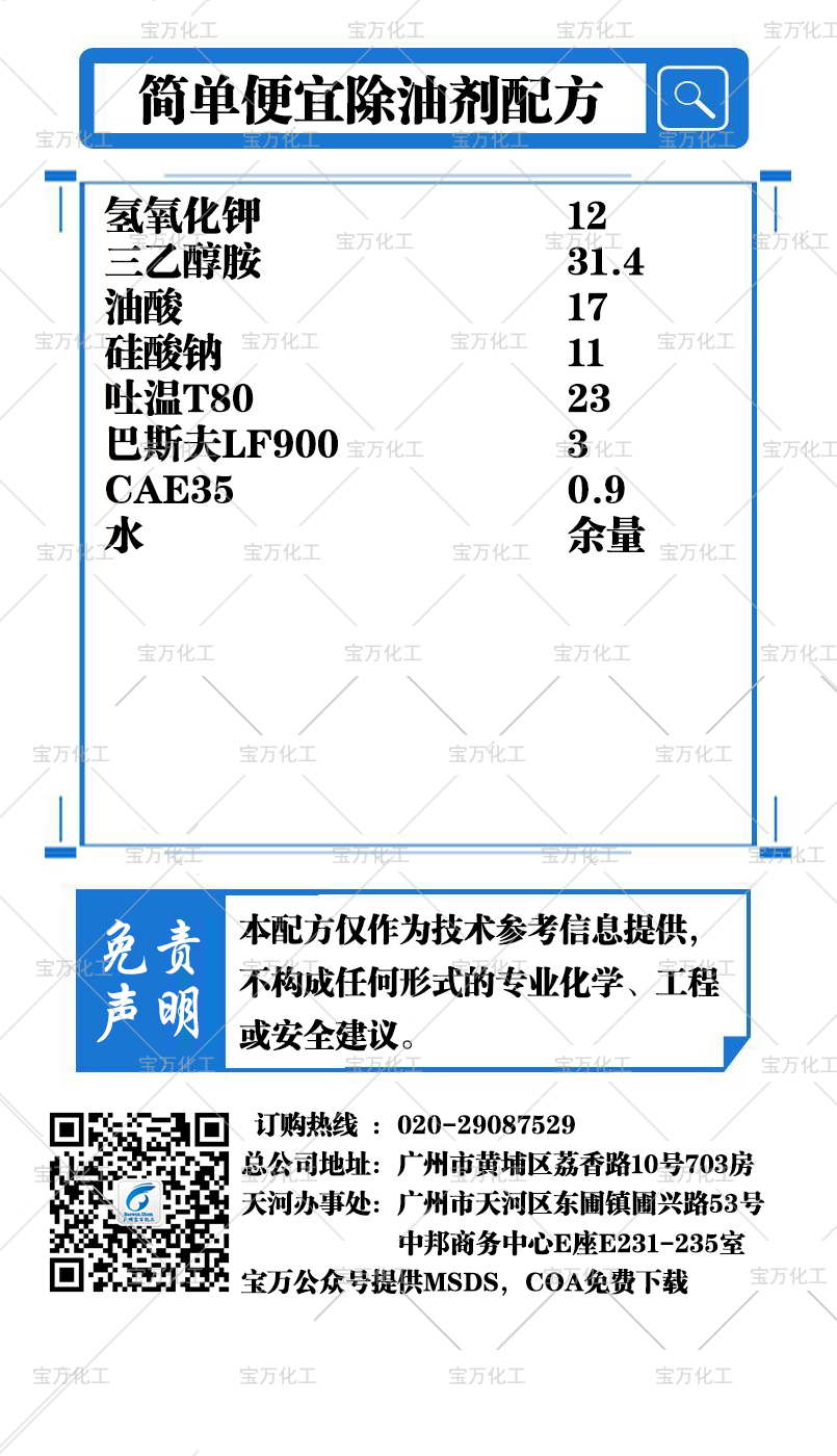 简单便宜除油剂配方