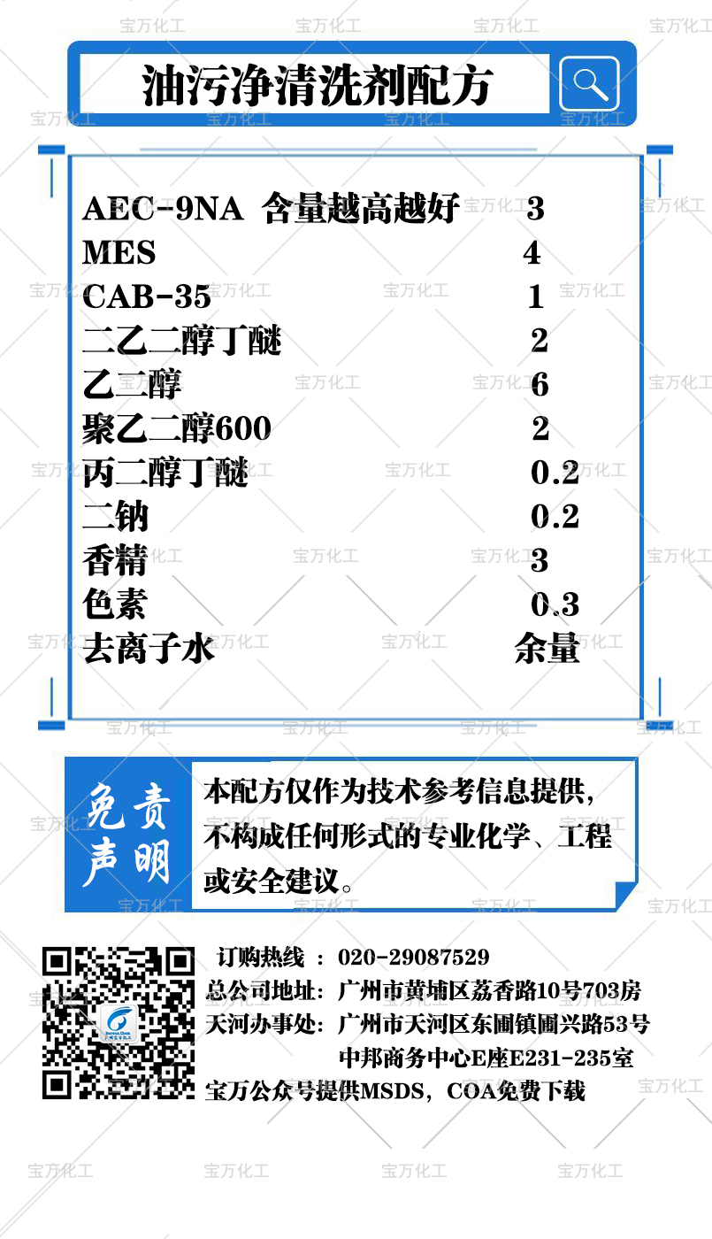 油污净清洗剂配方